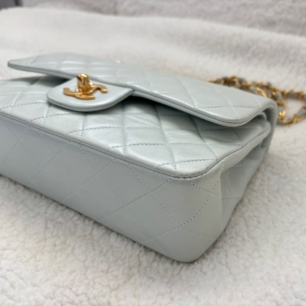 Chanel Classic Flap Lambskin Baby Blue 24K GHW - Picture 8 of 14